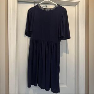 Womens tiana B blue dress with rhinestone collar stretchy size small